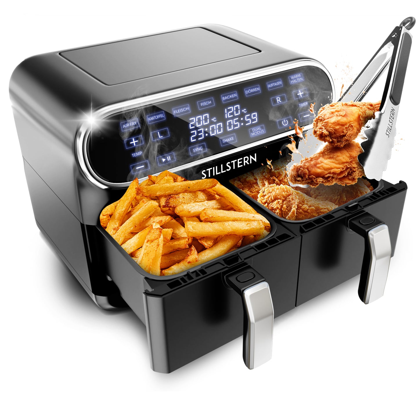 Heißluftfritteuse 8 L – Dual Zone, 2400 W, digital