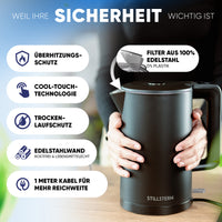 Wasserkocher mit Edelstahl Filter & Trockenlaufschutz 1,7L