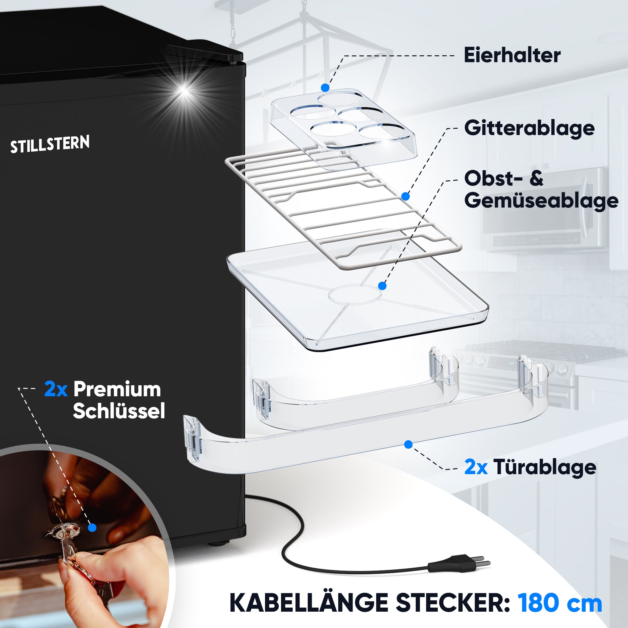Mini-Kühlschrank 45 L mit Frostfach