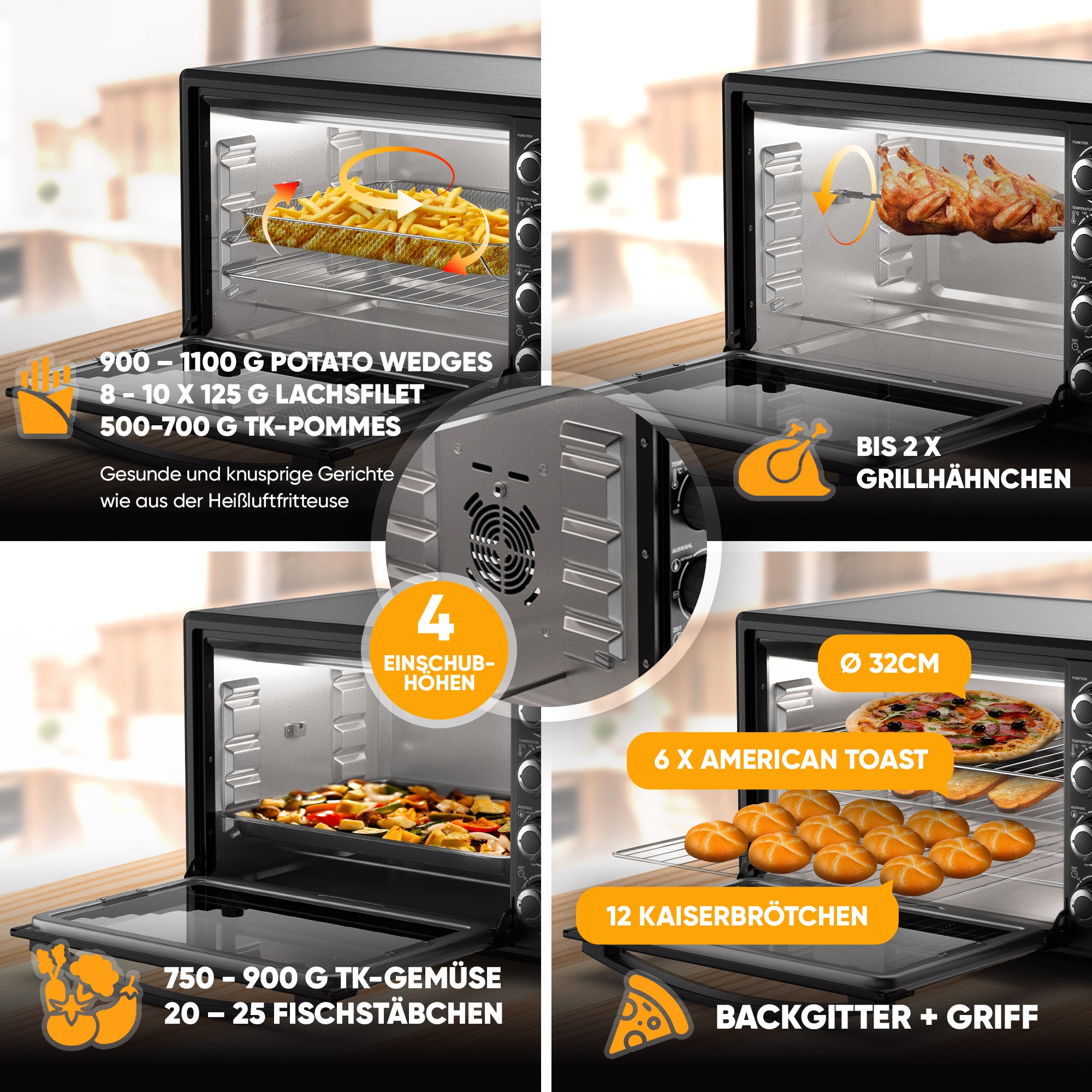 Mini-Backofen mit Umluft - Mechanisch 45 L