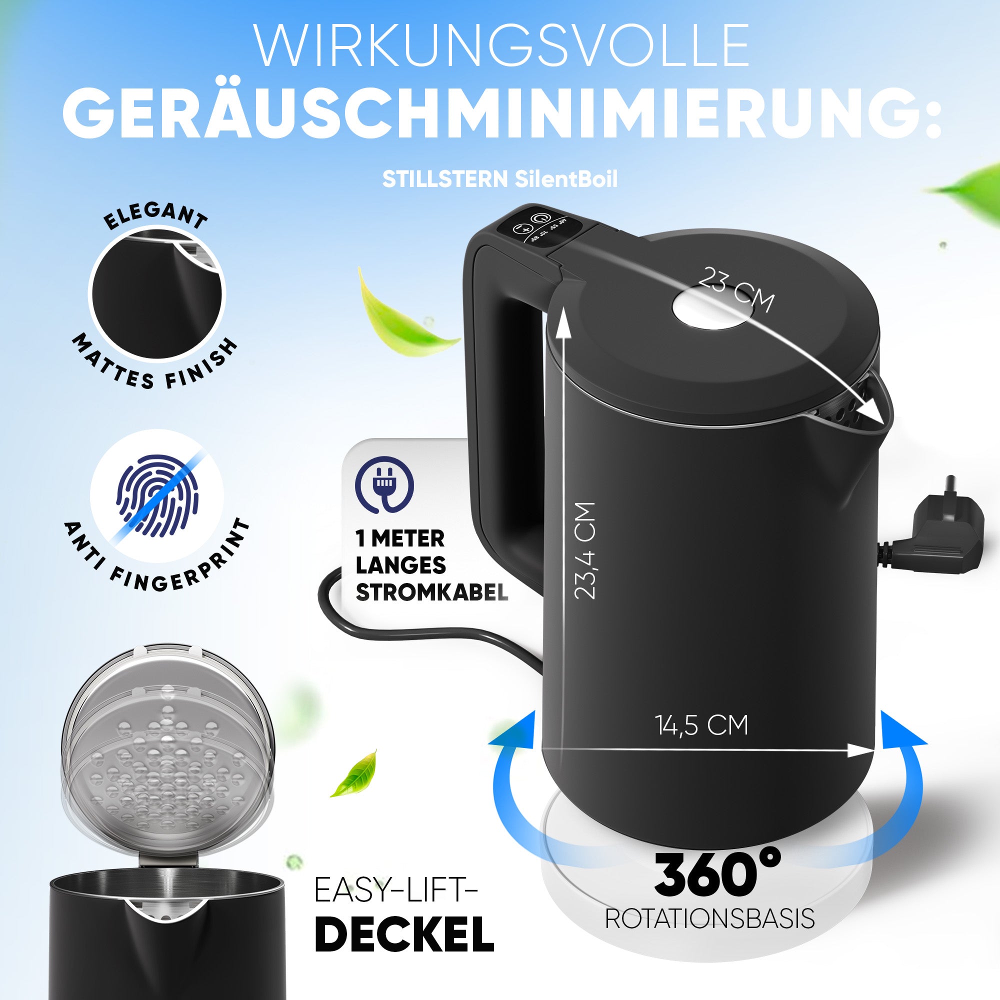 Wasserkocher Digital 1,7 L mit Temperaturwahl