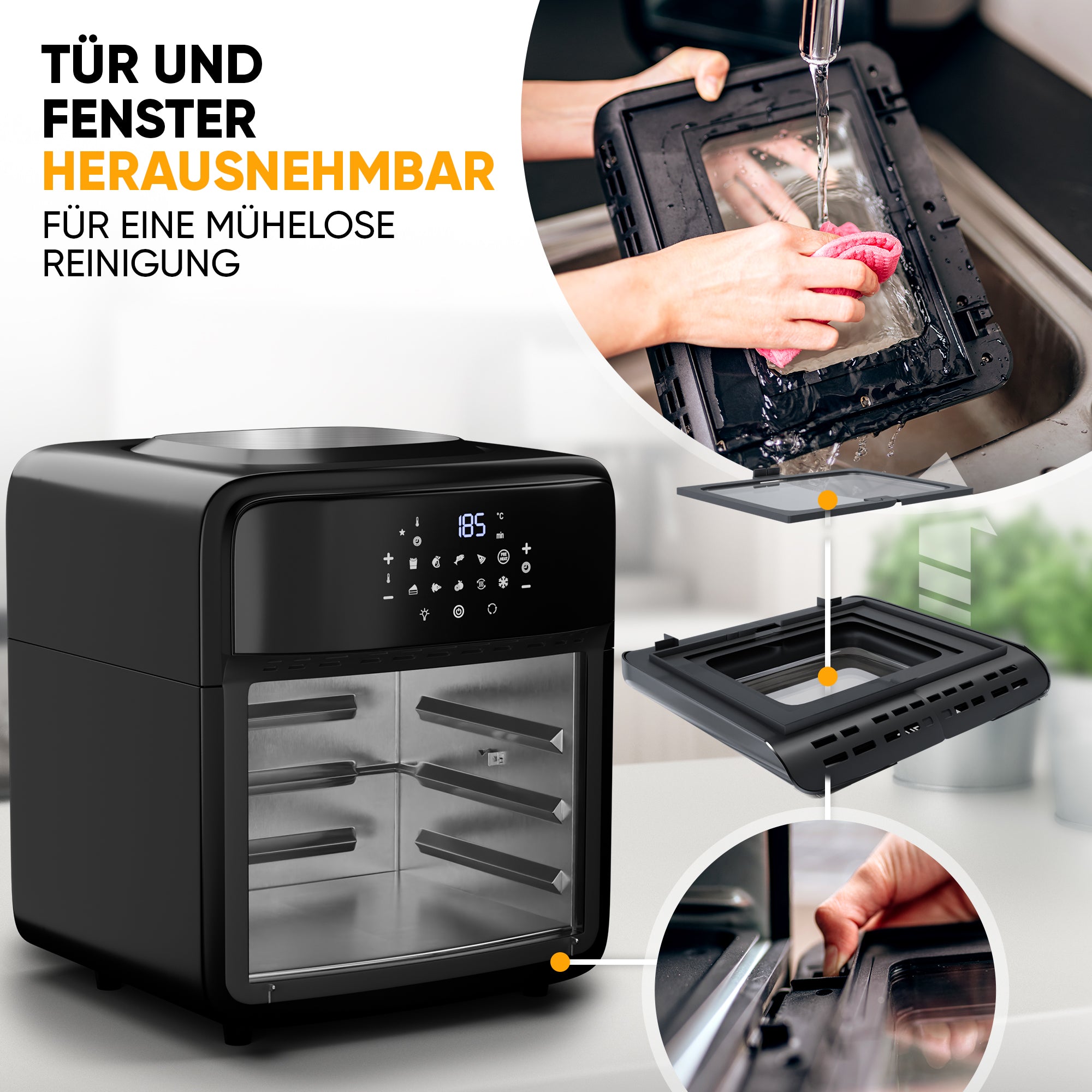 Heißluftfritteuse 12L Multifunktion Dörrautomat Grill XXL Touch ...