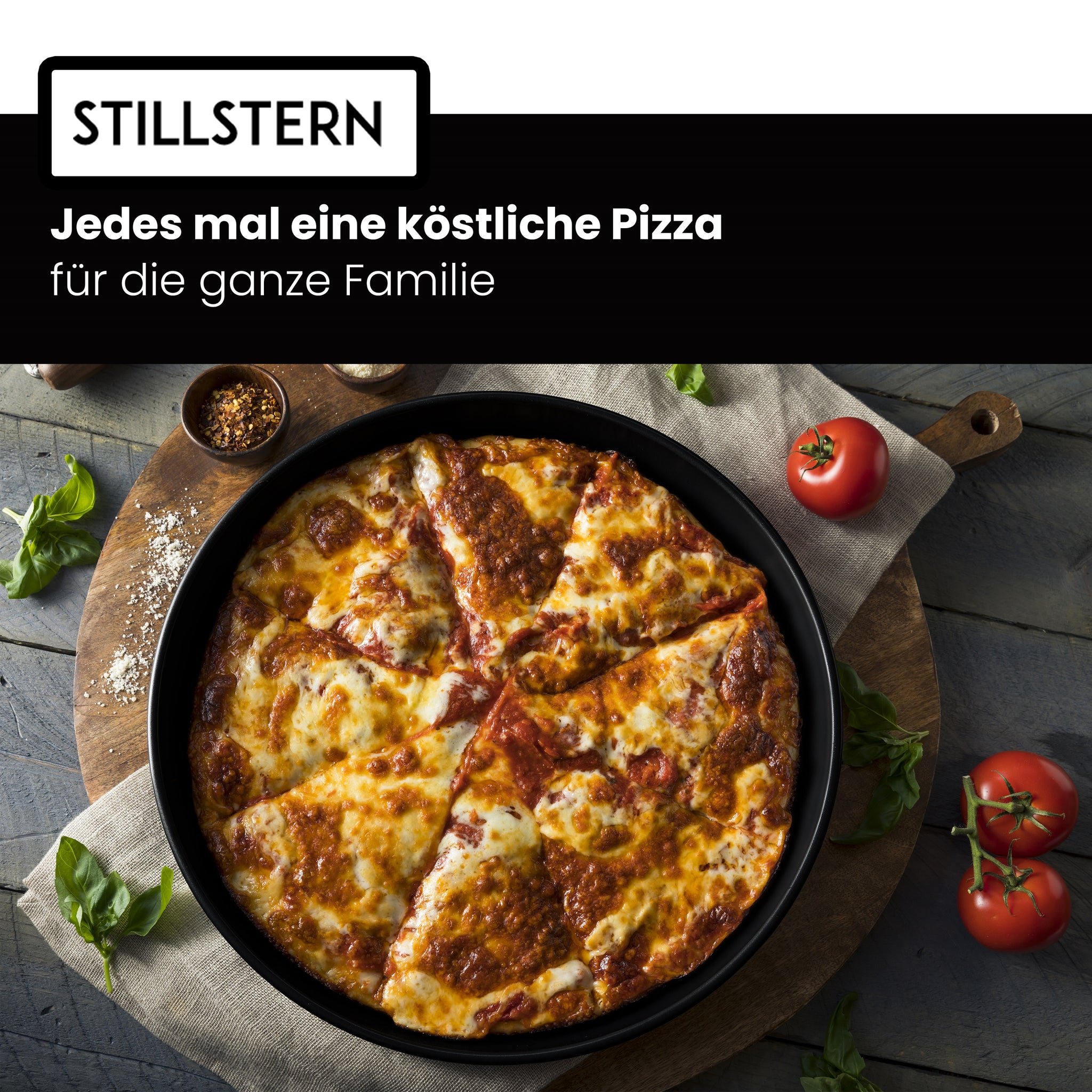 Stillstern Pizzablech rund Antihaftbeschichtet (32cm) für Minibacköfen und Öfen