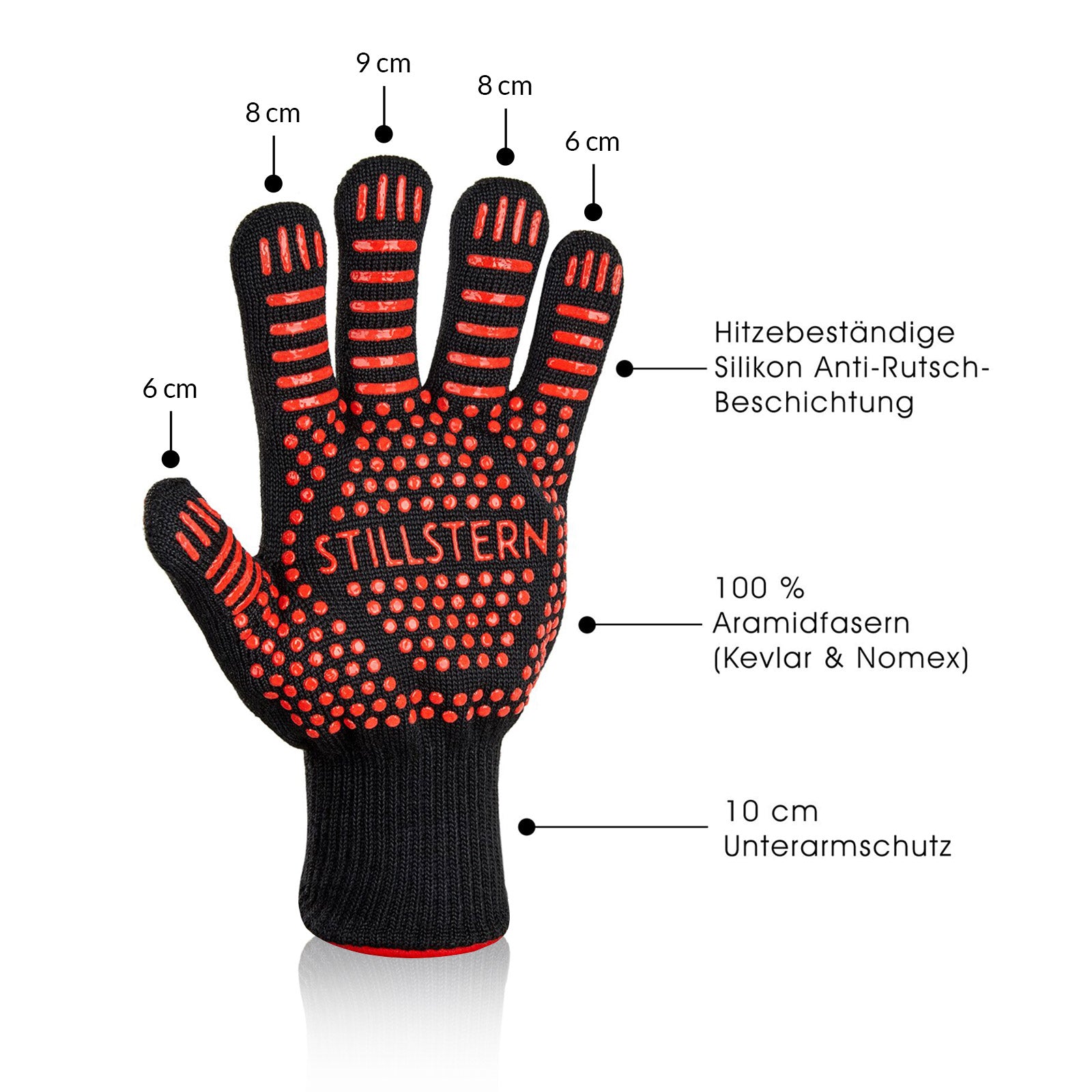 Grillhandschuhe hitzebeständig bis 500°C aus Aramidfasern
