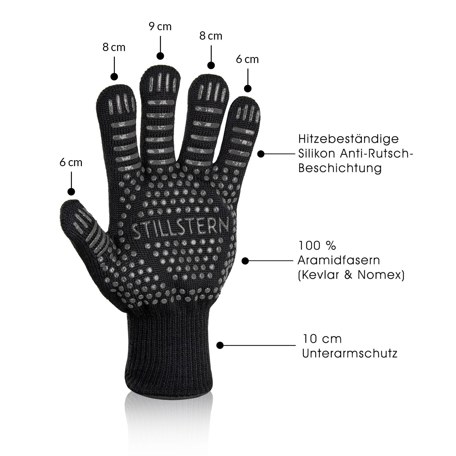 Grillhandschuhe hitzebeständig bis 500°C aus Aramidfasern