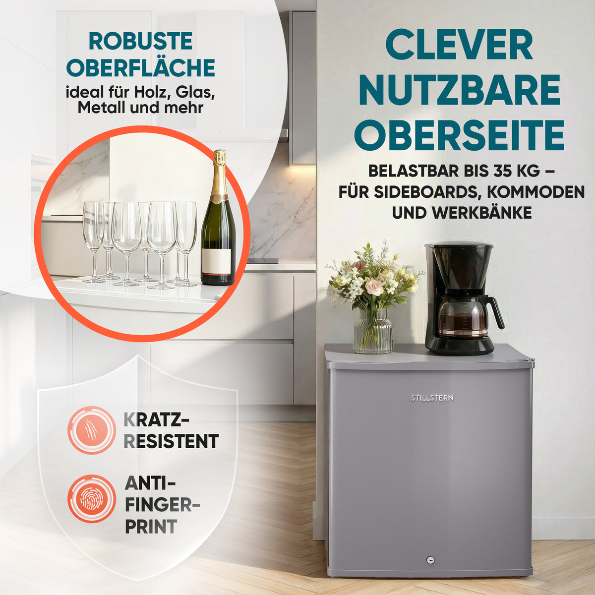 Mini Gefrierschrank klein & leise 31L silber