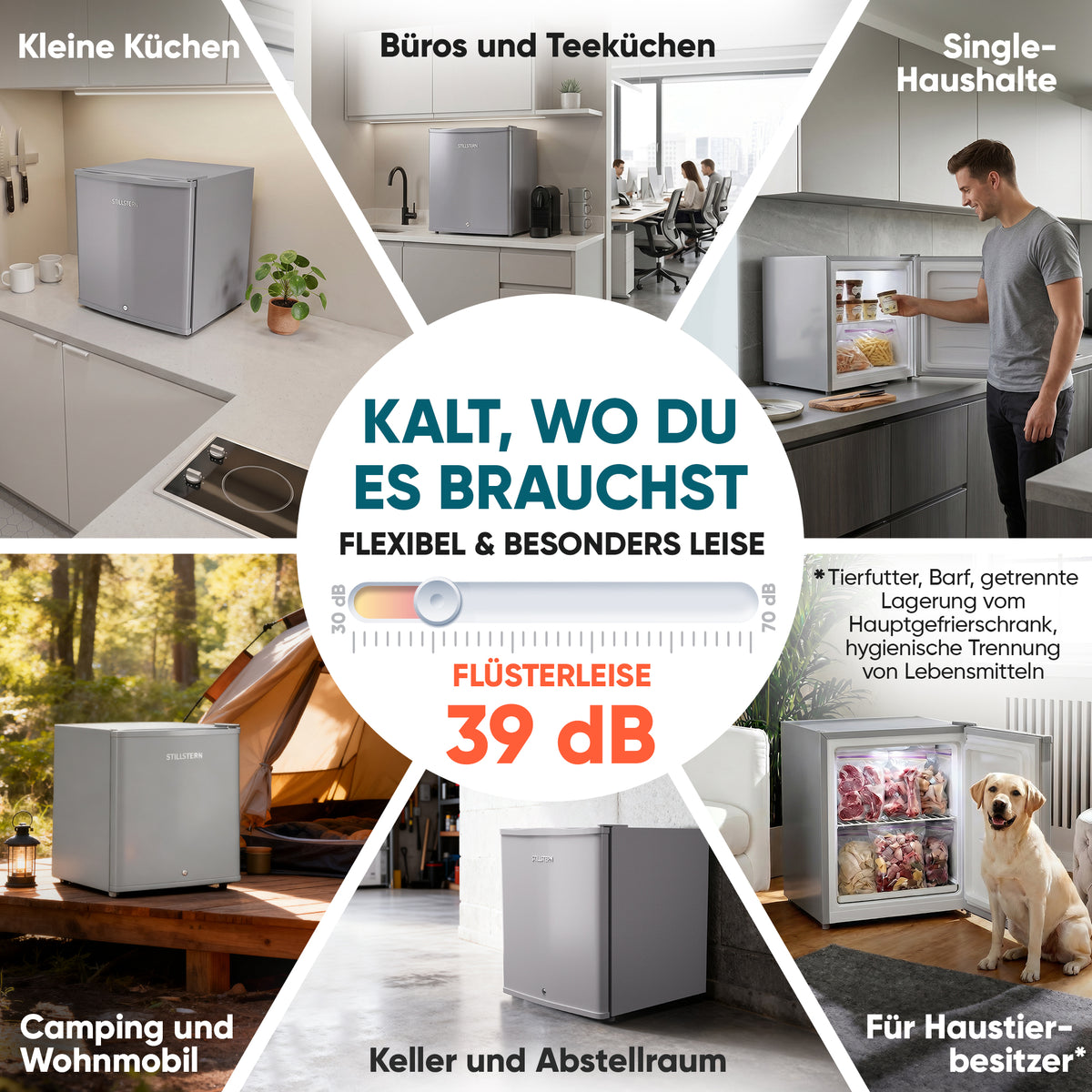 Mini Gefrierschrank klein & leise 31L silber