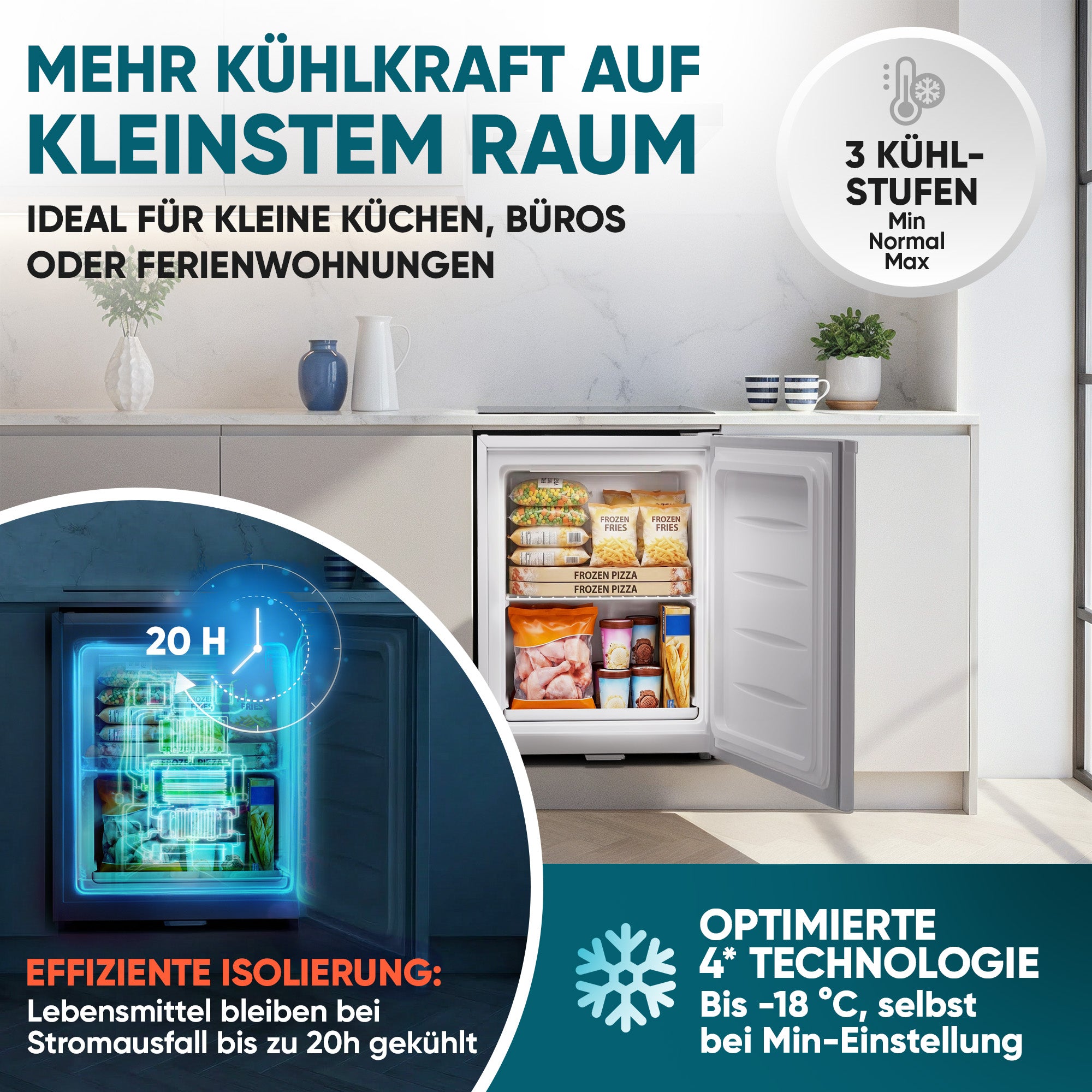Mini Gefrierschrank klein & leise 31L weiss