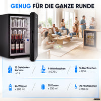 Mini-Kühlschrank 40 L – Lautlos - Standard- oder Glastür