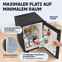 Mini-Kühlschrank 40 L – Lautlos - Standard- oder Glastür