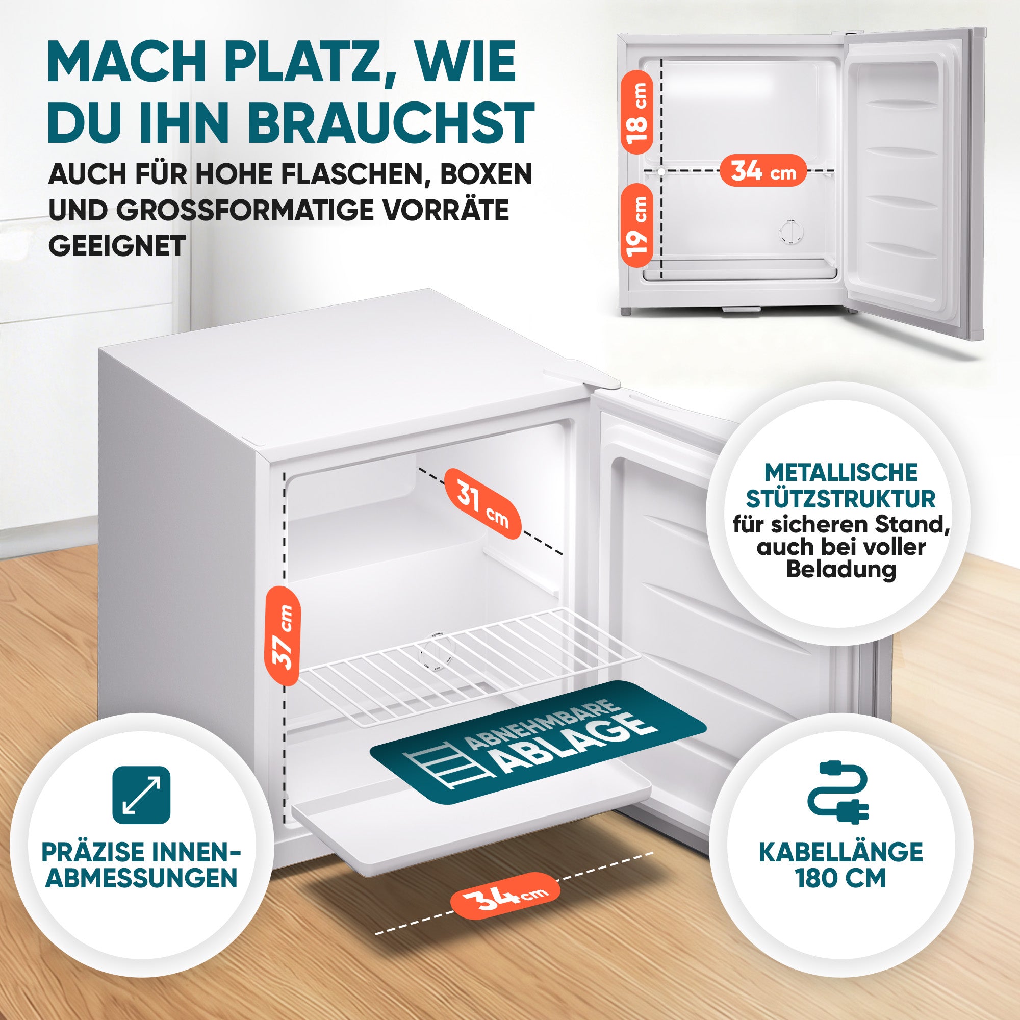 Mini Gefrierschrank klein & leise 31L weiss