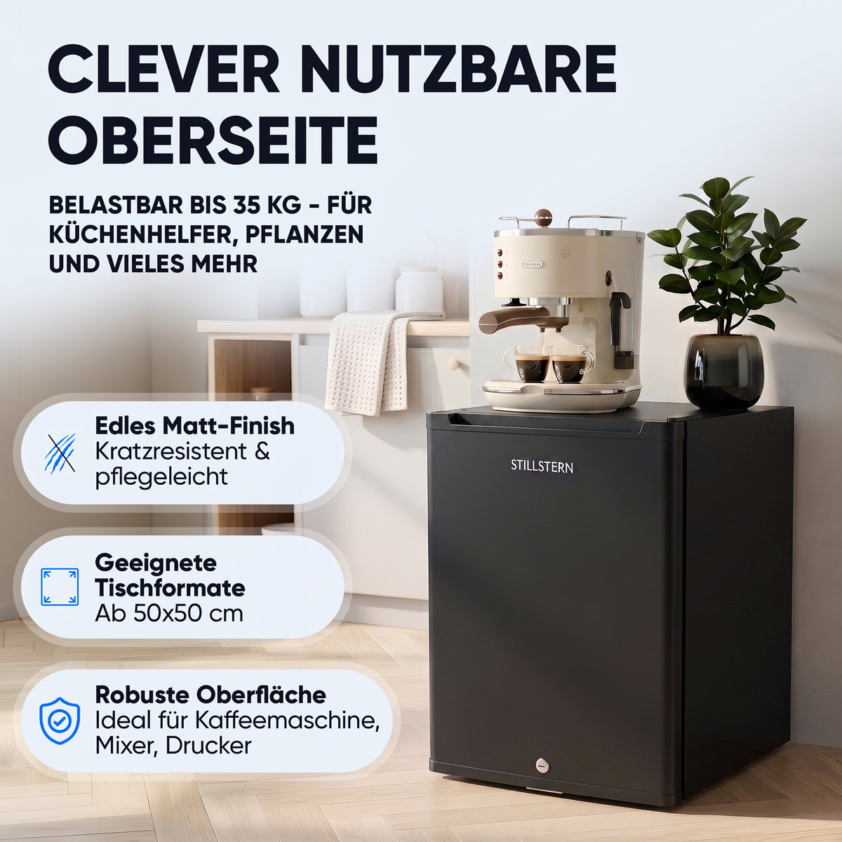 Mini-Kühlschrank 40 L – Lautlos - Standard- oder Glastür