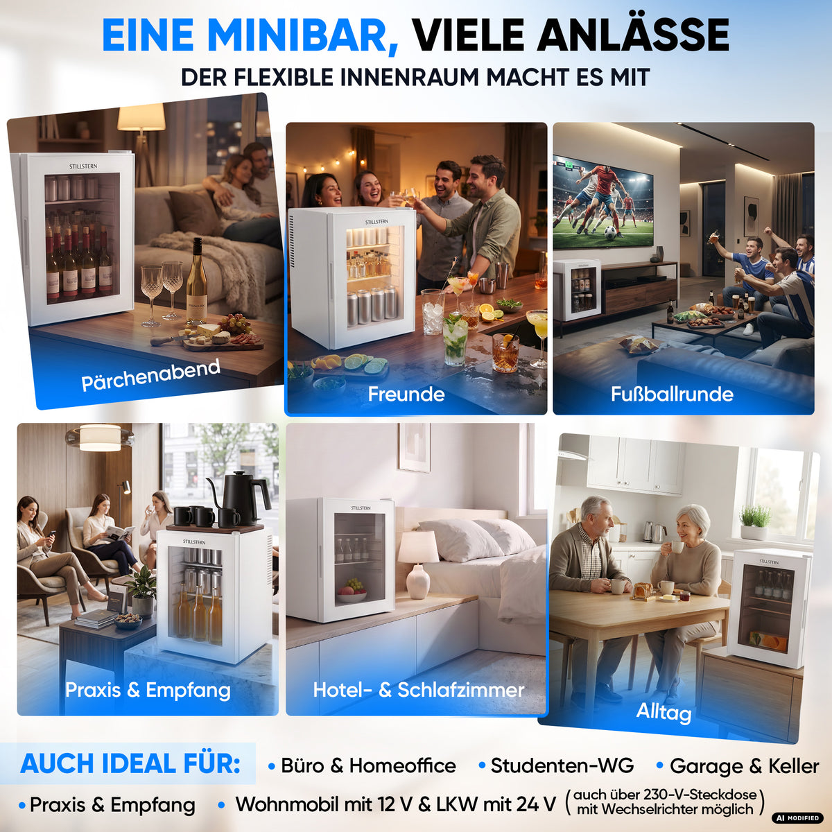 Mini-Kühlschrank 40 L – Lautlos - Standard- oder Glastür