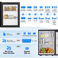 Mini-Kühlschrank 40 L – Lautlos - Standard- oder Glastür