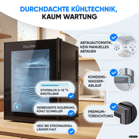 Mini-Kühlschrank 40 L – Lautlos - Standard- oder Glastür