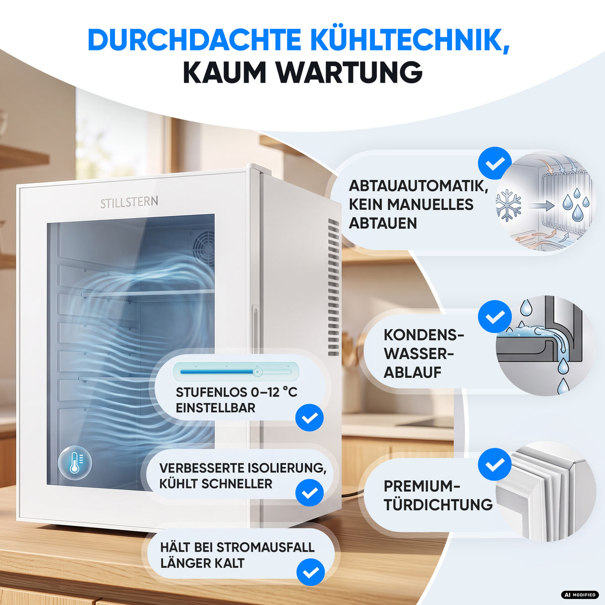 Mini-Kühlschrank 40 L – Lautlos - Standard- oder Glastür