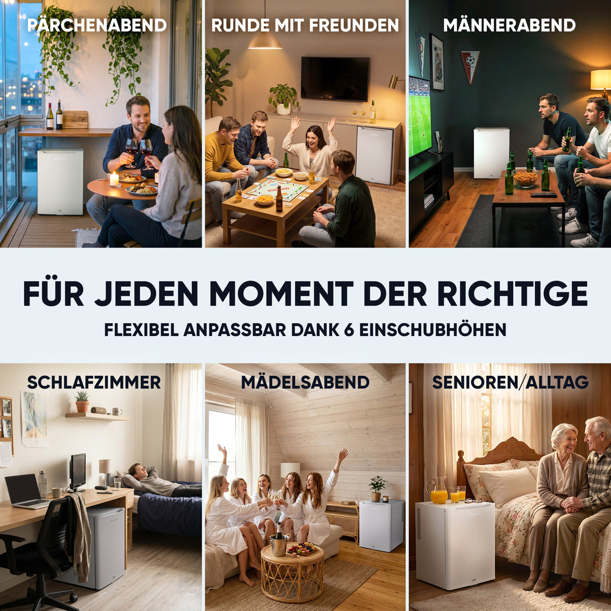 Mini-Kühlschrank 40 L – Lautlos - Standard- oder Glastür