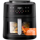 Stillstern Heißluftfritteuse [SteamPro View] 8L mit Dampffunktion, 80-200°C, 1800W, 8 Kochprogramme, 120min Timer, Shake-Funktion, 100 Rezepte, Air Fryer XXL Fritteuse ohne Öl