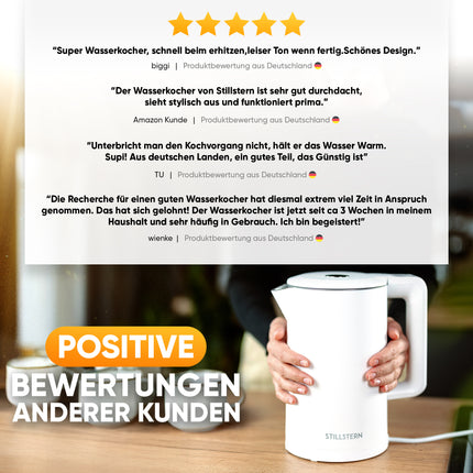 Stillstern Wasserkocher mit Temperatureinstellung [1,7L | 40-55-70-85-100°C], 12 Std. Warmhalten, Präzisionsausguss aus Edelstahl, Anti-Fingerprint, Schnelles Aufheizen [2200W], Leise, Stabiler Halt