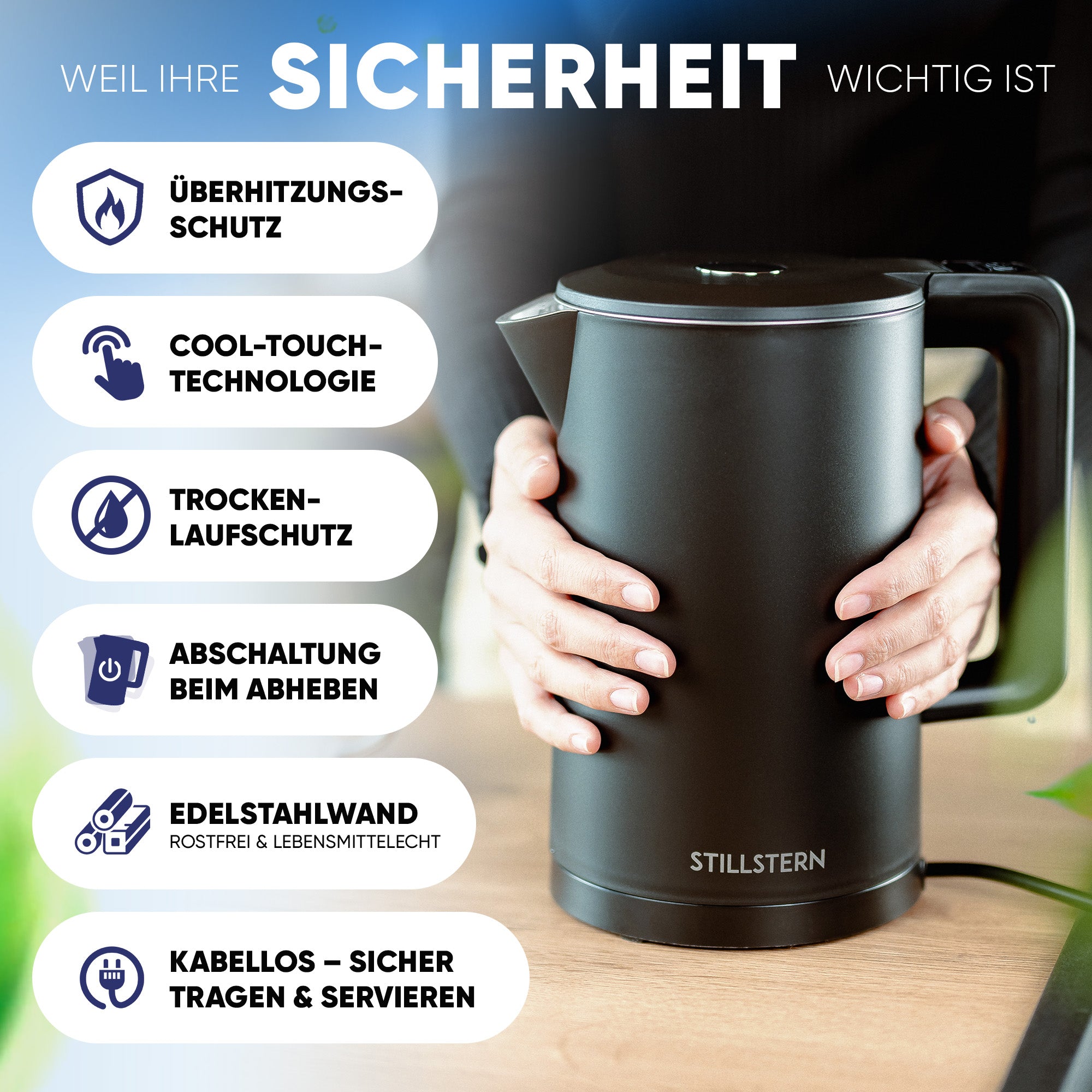 Wasserkocher Digital 1,7 L mit Temperaturwahl
