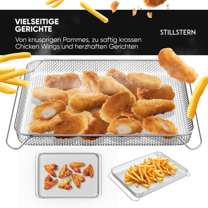 Original Airfryer-Einsatz für Stillstern 35L Minibackofen (geeignet für: MB35-MX 2G - 1184 & MB35-LED 2G - 1160), Airfryer-Backblech, Airfryer-Rost