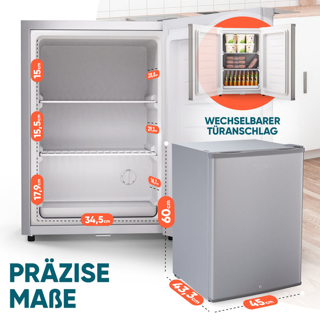 Stillstern Mini Gefrierschrank (42L) -18°C, Eiswürfelschale, Schloss, Türanschlag wechselbar, 4-Sterne Tiefkühlschrank für Camping/Büro Gefriertruhe Klein Gefrierschrank Klein Tiefkühltruhe