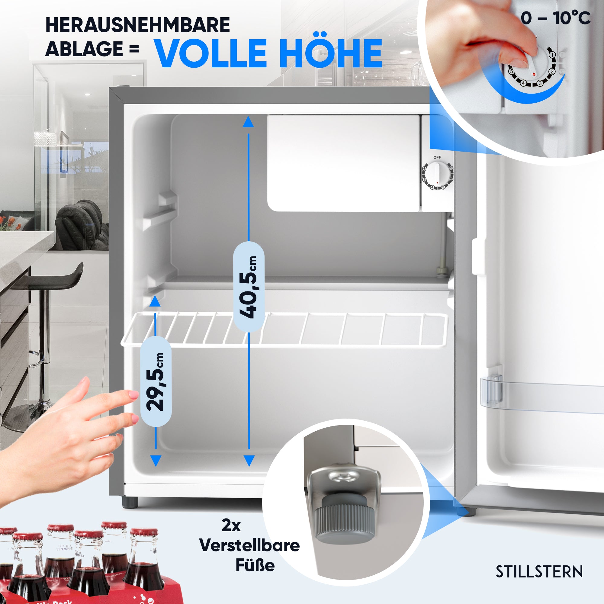 Mini-Kühlschrank 45 L mit Frostfach