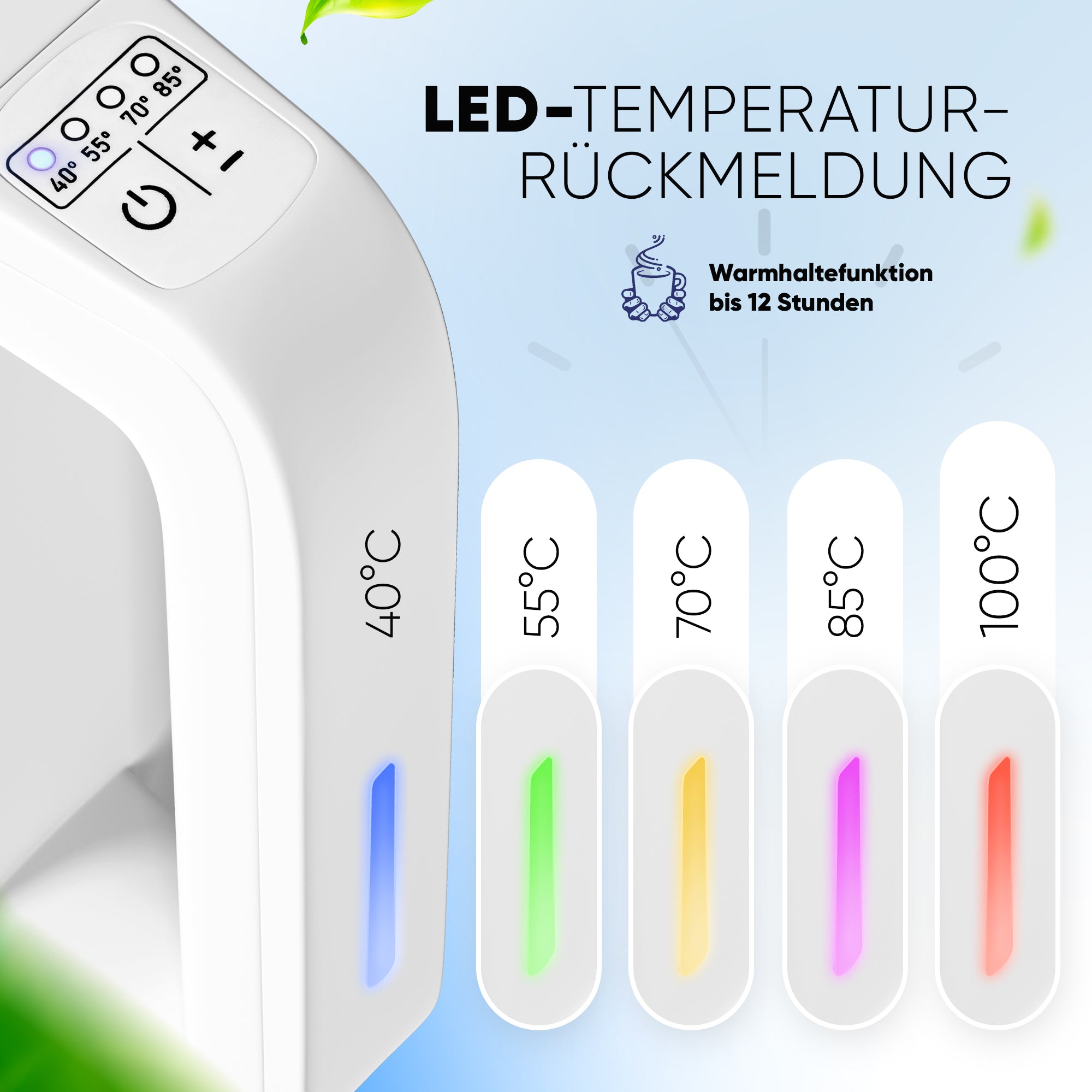 Wasserkocher Digital 1,7 L mit Temperaturwahl