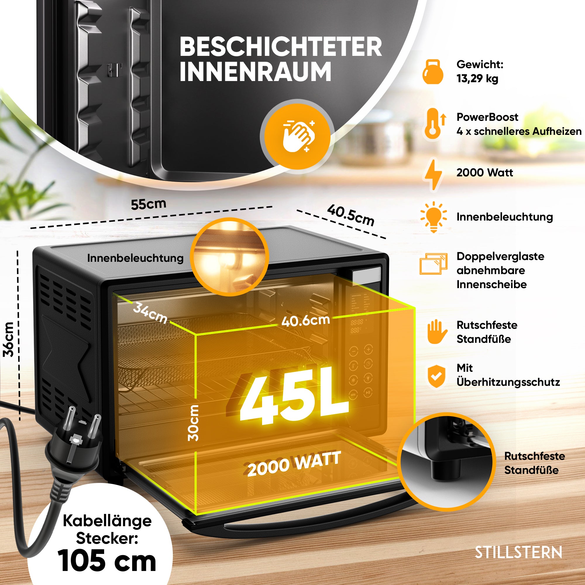 Mini-Backofen mit Umluft - Digital 45 L