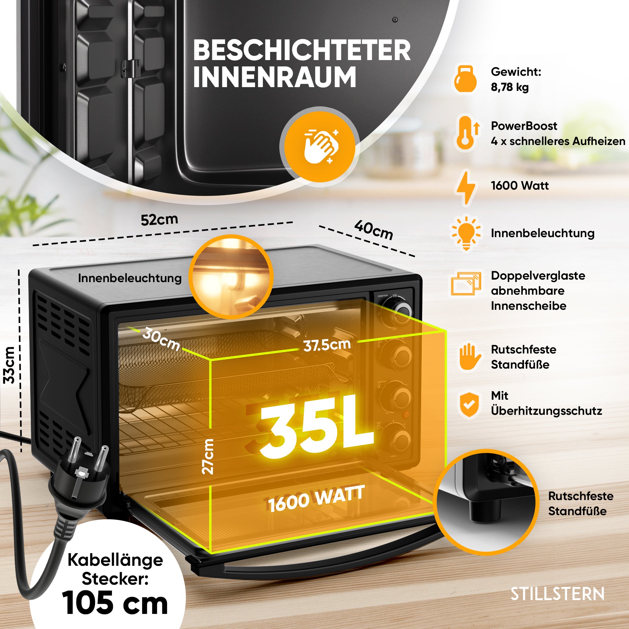 Mini-Backofen mit Umluft - Mechanisch 35 L