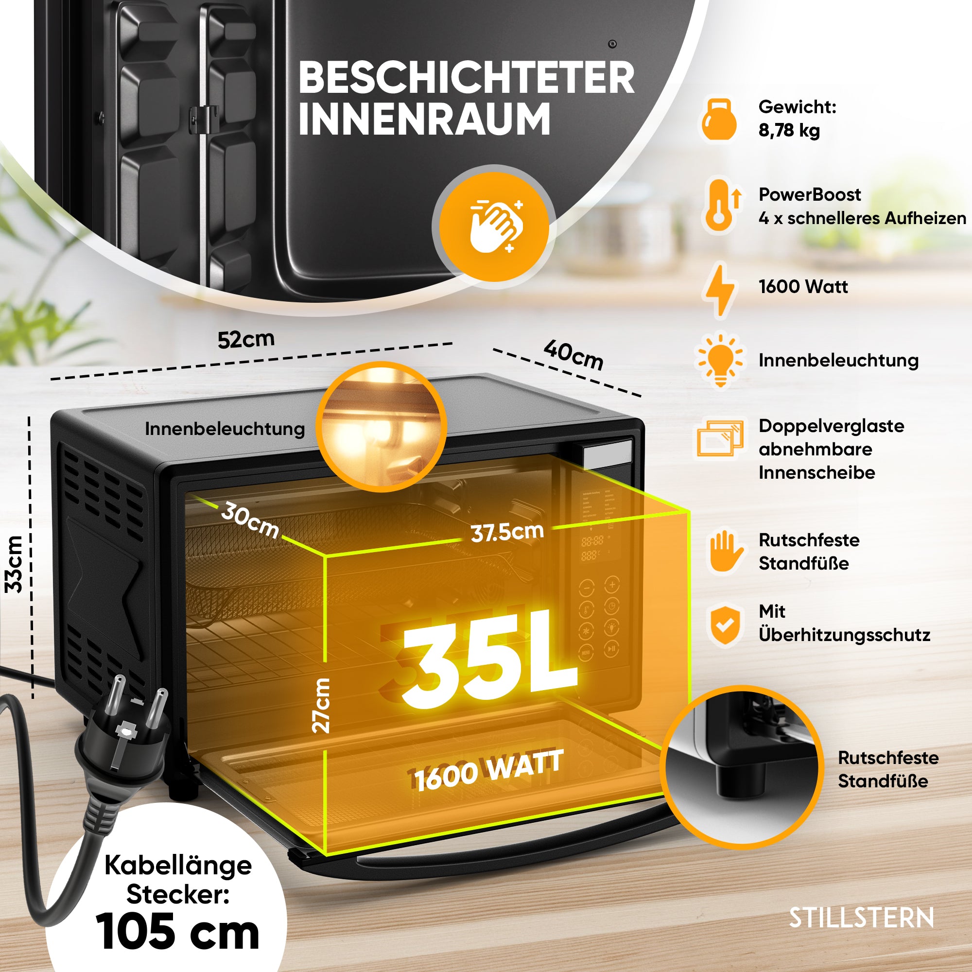 Mini-Backofen mit Umluft - Digital 35 L