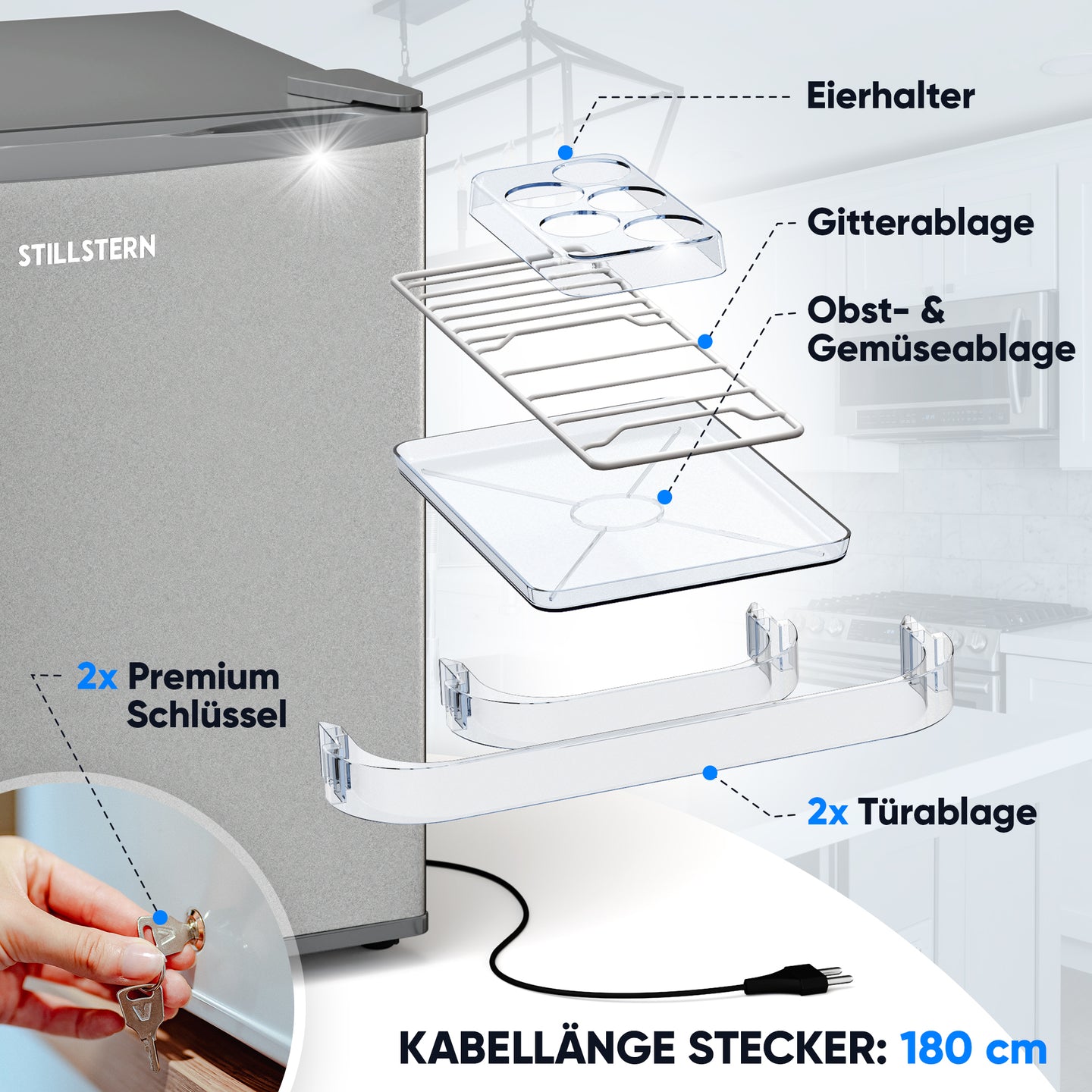 Mini-Kühlschrank 45 L mit Frostfach
