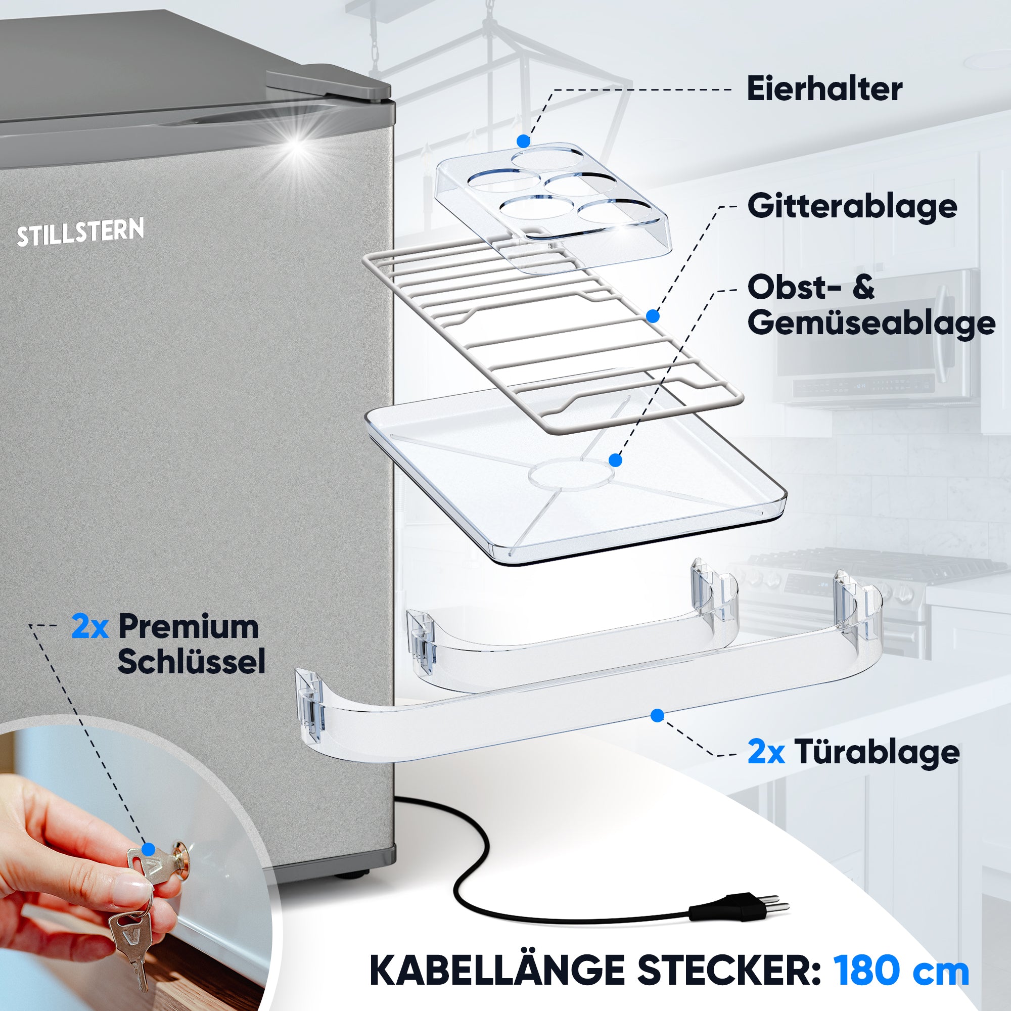 Mini-Kühlschrank 45 L mit Frostfach