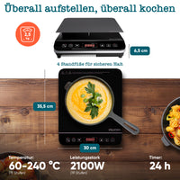 Induktionskochplatte 2100 W – 1 Zone, Timer, Touch