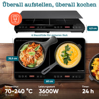 Doppel-Induktionskochfeld 3600 W – 2 Zonen, Timer, Touch