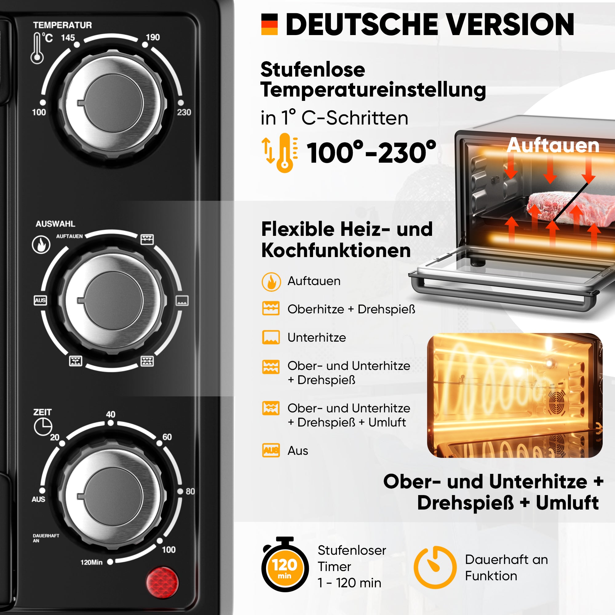 Mini-Backofen mit Umluft - Mechanisch 25 L
