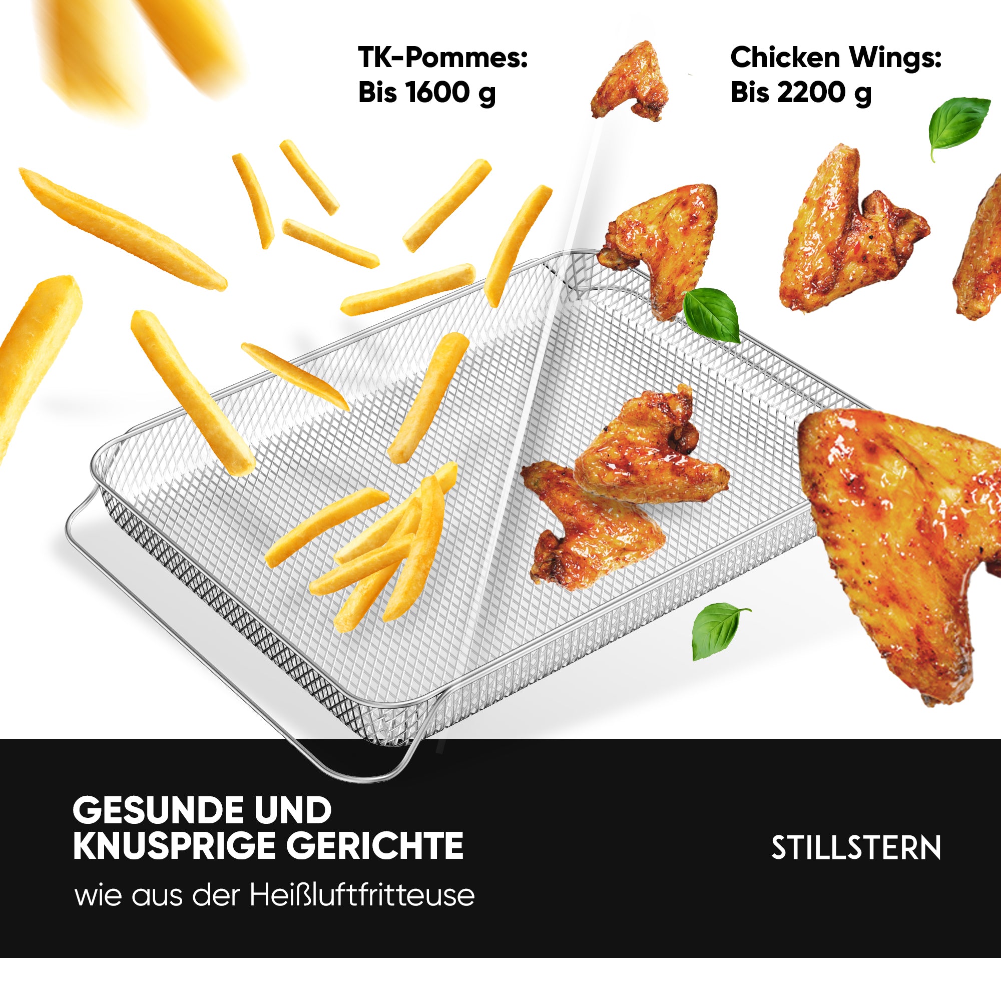 Original Airfryer-Einsatz für Stillstern 60L Minibackofen (geeignet für: MB60-MX 2G - 1191), Airfryer-Backblech, Airfryer-Rost