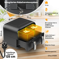 Heißluftfritteuse 8 L – Dual Zone, 2400 W, digital