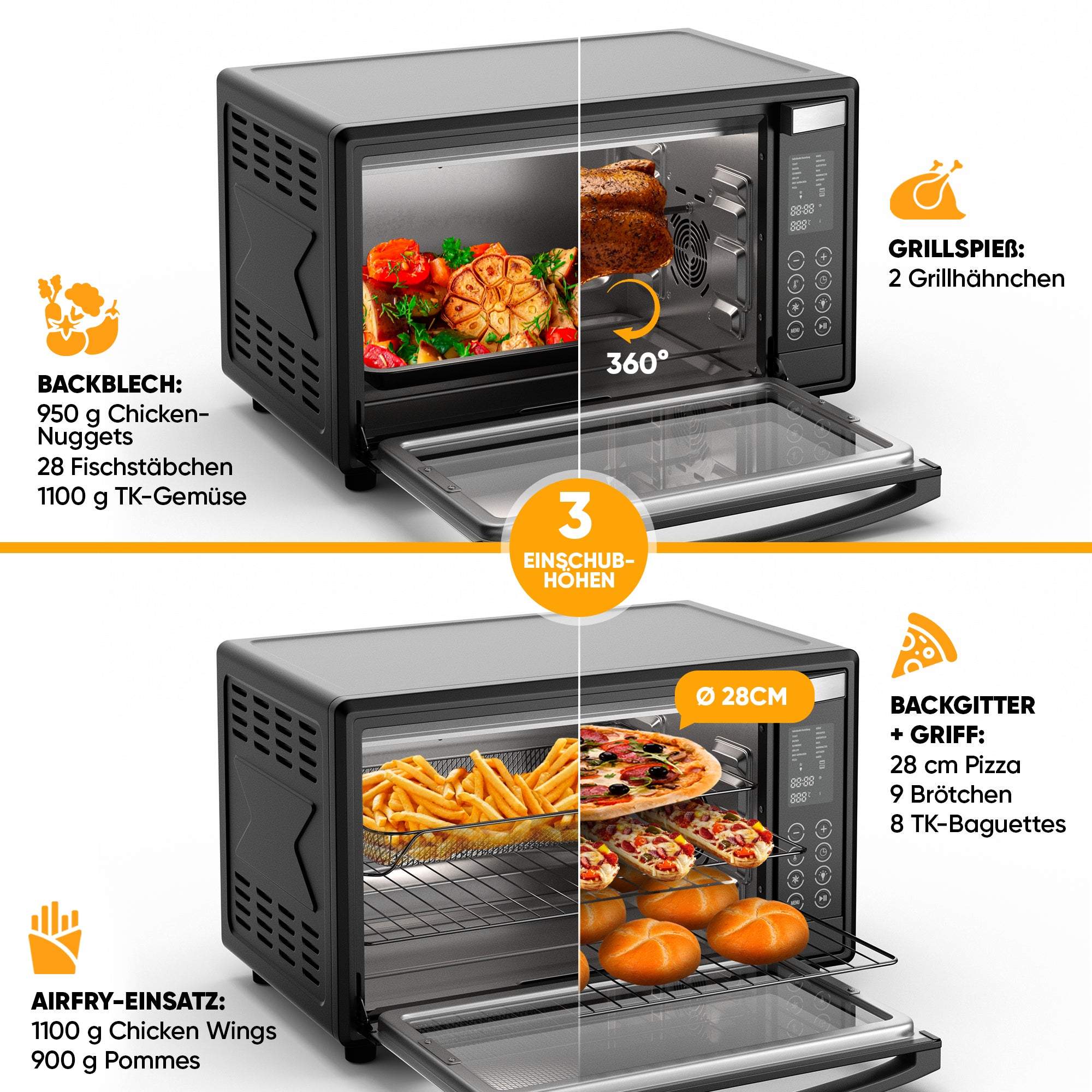 Mini-Backofen mit Umluft - Digital 35 L