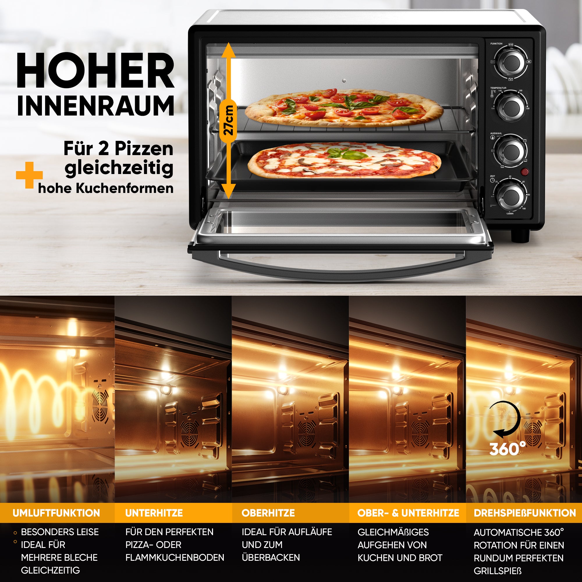 Mini-Backofen mit Umluft - Mechanisch 35 L
