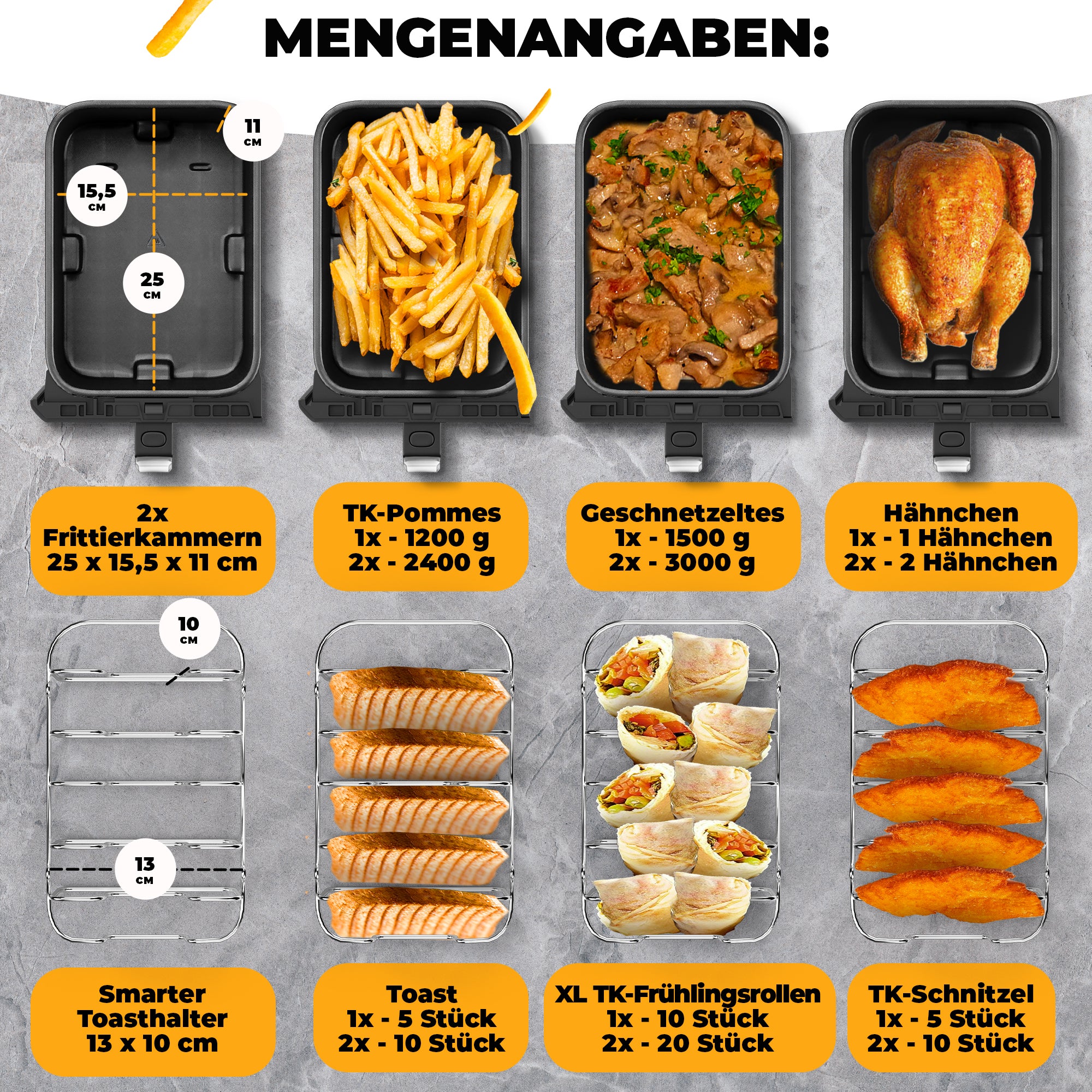 Heißluftfritteuse 8 L – Dual Zone, 2400 W, digital