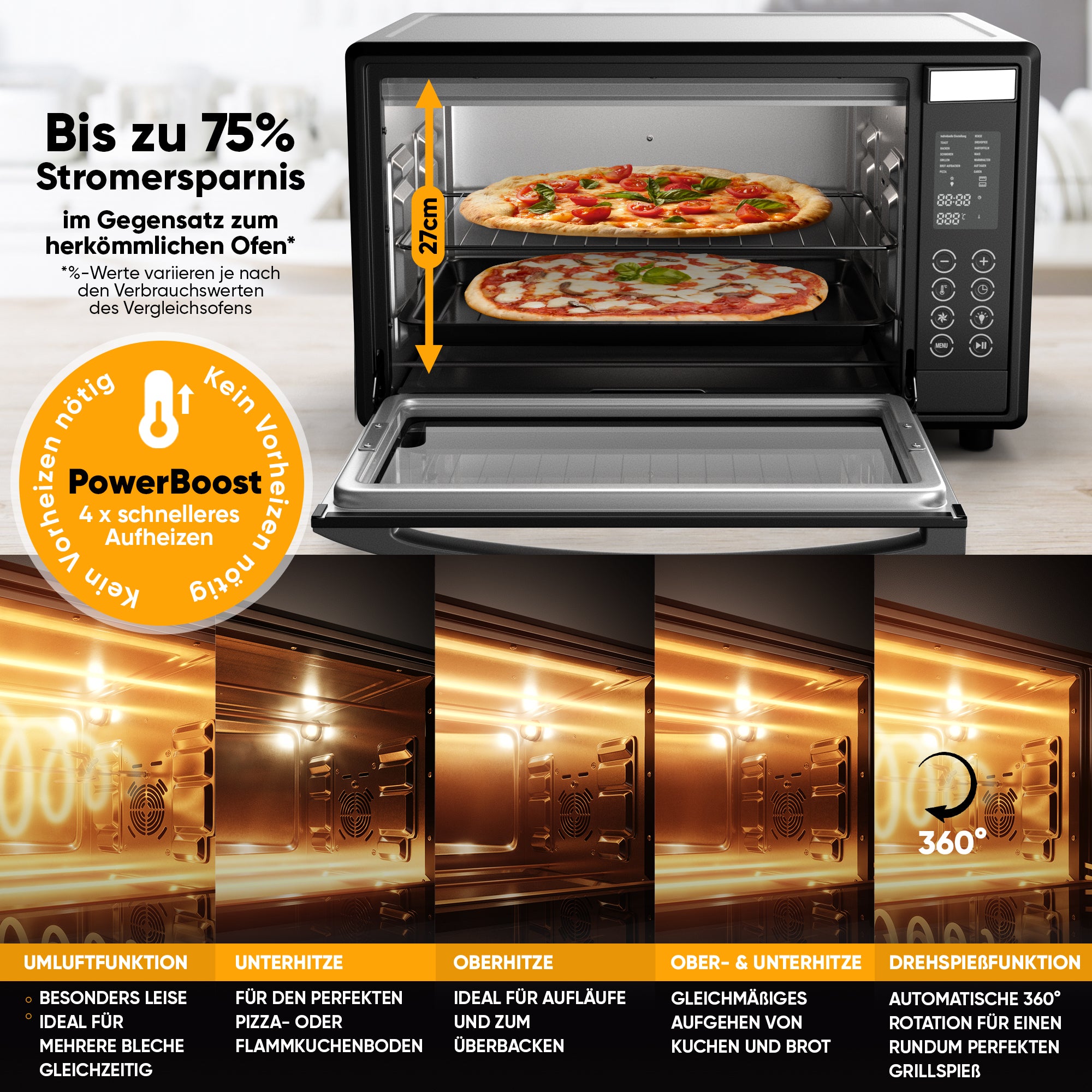 Mini-Backofen mit Umluft - Digital 35 L