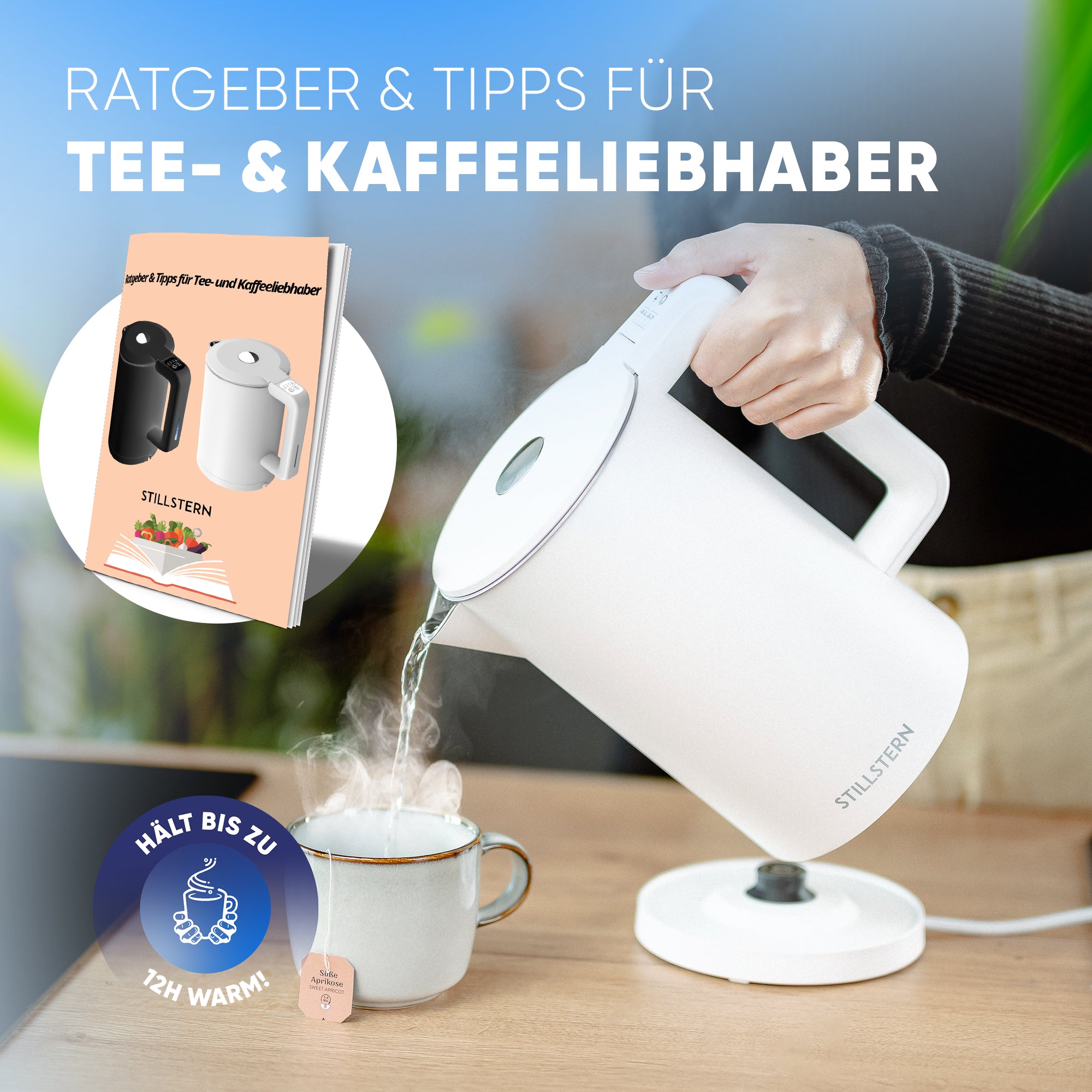 Wasserkocher Digital 1,7 L mit Temperaturwahl