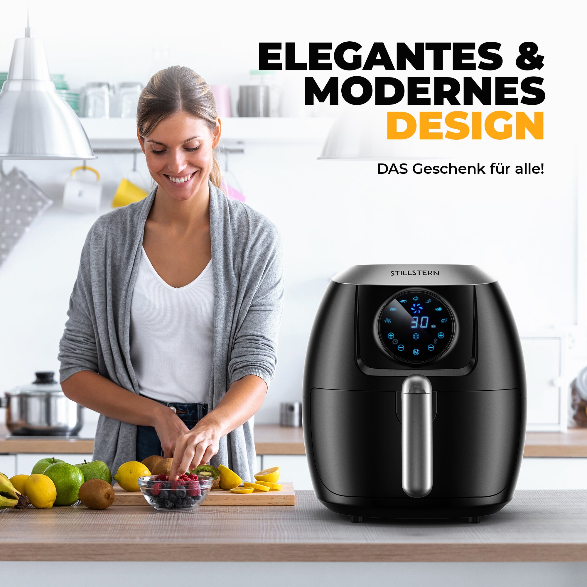 Heißluftfritteuse 5 L – digital, 1800 W, LED-Touch