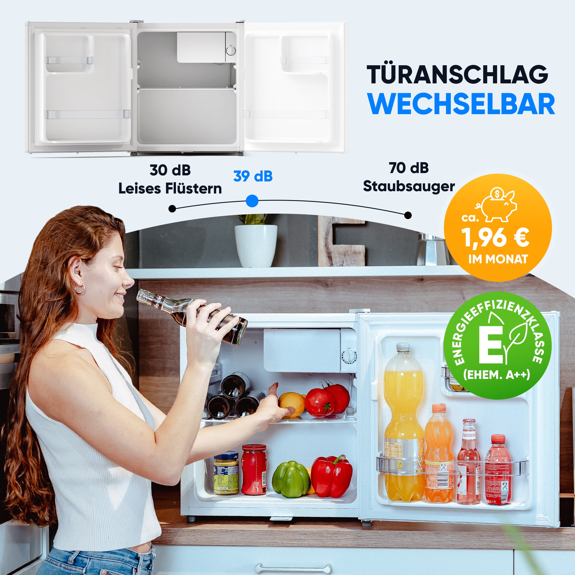 Mini-Kühlschrank mit Schloss & Frostfach 45L Weiß MKS 45.1