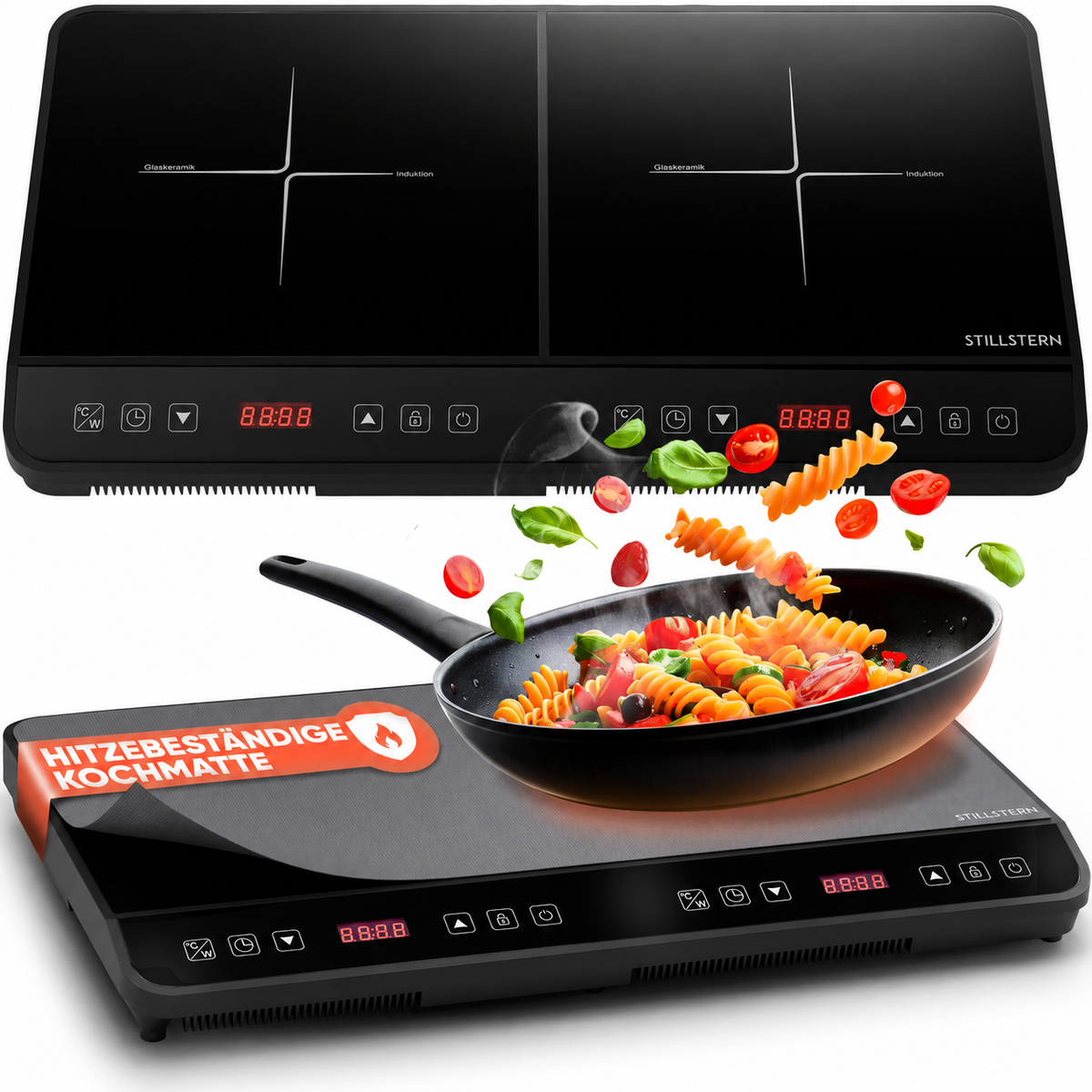 Doppel-Induktionskochplatte 3600 W – 2 Zonen, Timer, Touch