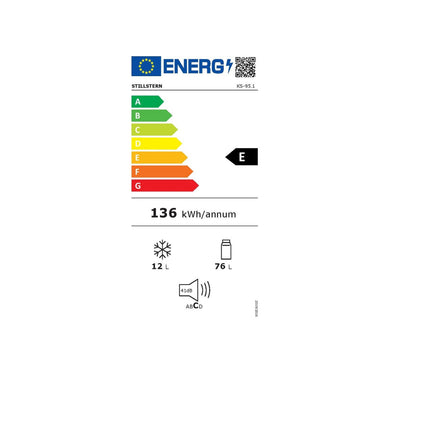 Stillstern Kühlschrank mit Gefrierfach E (88L) 4-Sterne-Gefrierfach und LED-Innenbeleuchtung, Abtauautomatik, Glasablagen, Gemüsefach, Türablagen
