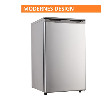 Stillstern Kühlschrank mit Gefrierfach E (88L) 4-Sterne-Gefrierfach und LED-Beleuchtung, Abtauautomatik, Glasablagen, Gemüsefach, Türablagen, Kühlschrank klein Getränkekühlschrank