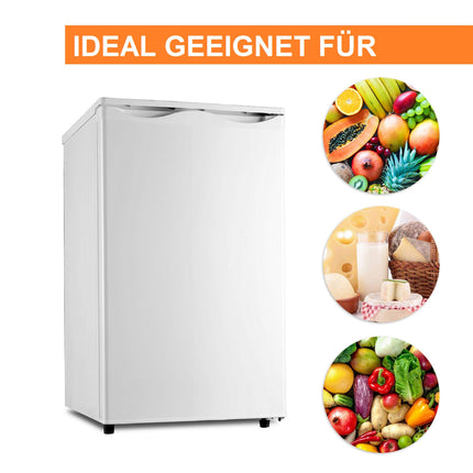 Stillstern Kühlschrank mit Gefrierfach E (88L) 4-Sterne-Gefrierfach und LED-Innenbeleuchtung, Abtauautomatik, Glasablagen, Gemüsefach, Türablagen